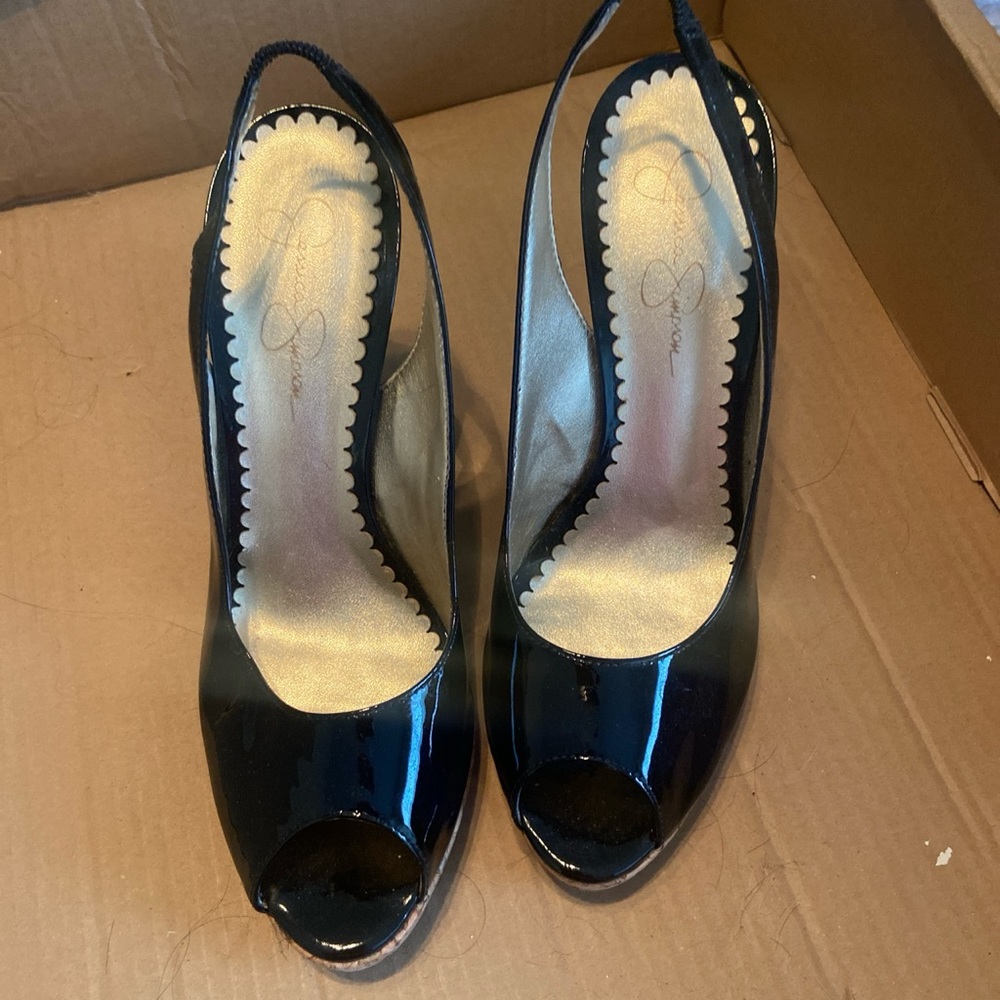 Patten leather black heels Jessica Simpson